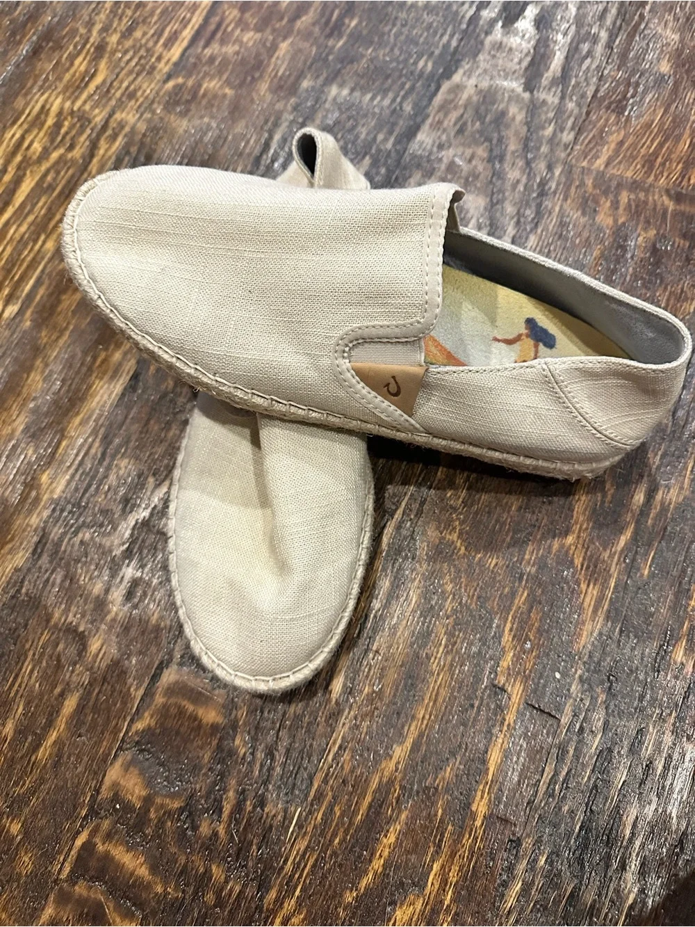 OluKai Women's Espadrilles Beige Canvas Slip-Ons